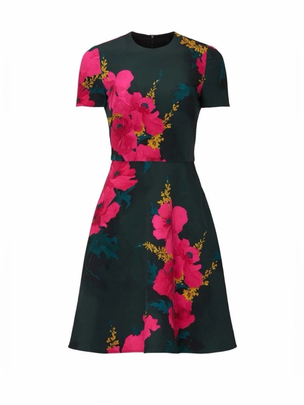 Black Halo Black and Pink Floral Print Kaitlyn Mini Dress - size 4